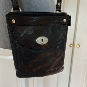 Fossil Black Leather Crossbody Bag